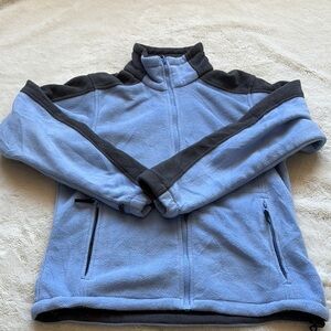 Columbia Full-Zip Fleece Jacket Light Blue & Gray Soft Outdoor Layer Small